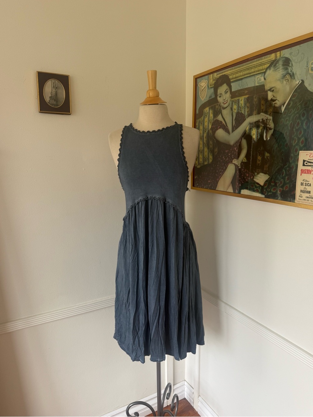 Sleeveless Dark Slate Blue Casual Sundress